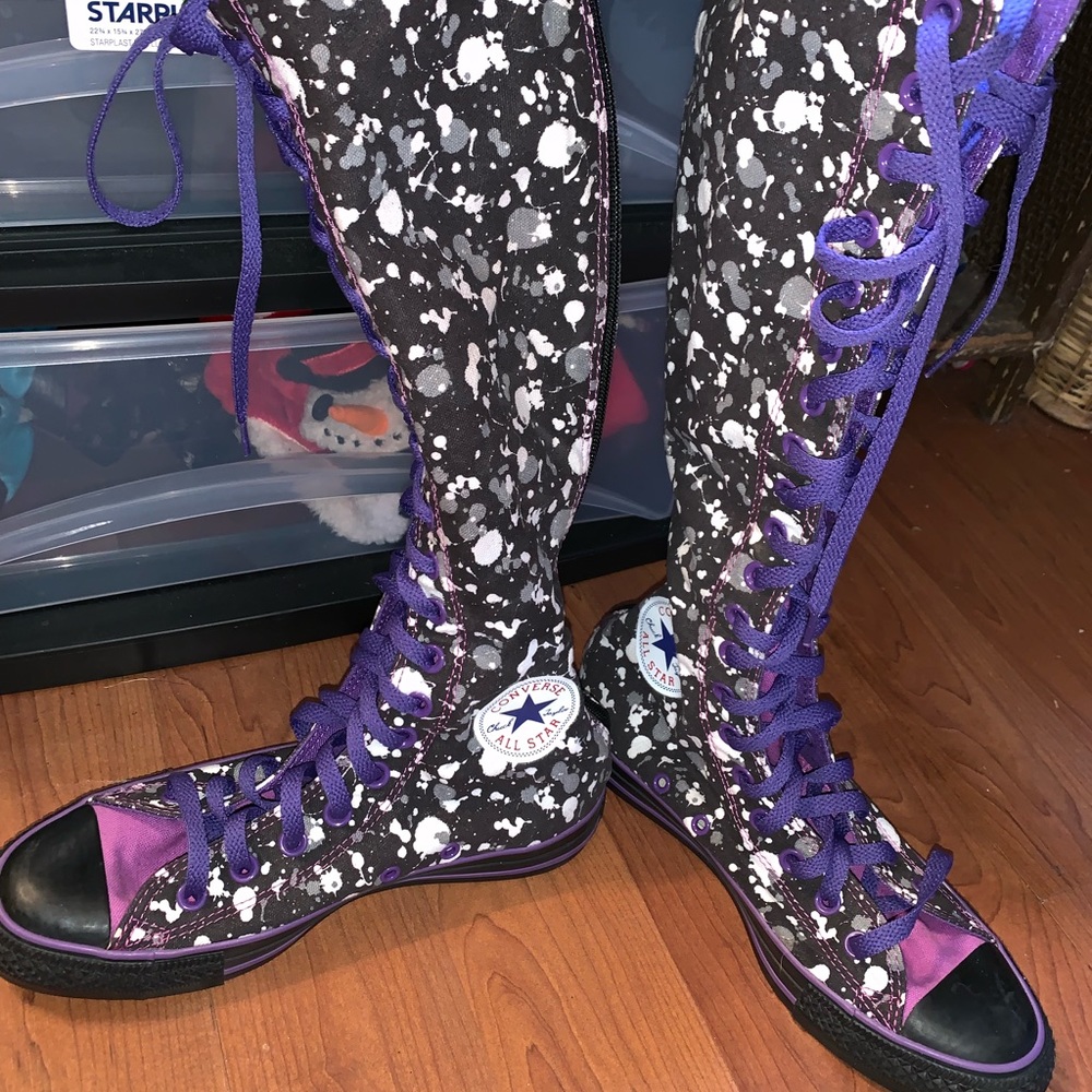 Custom designed knee high converse